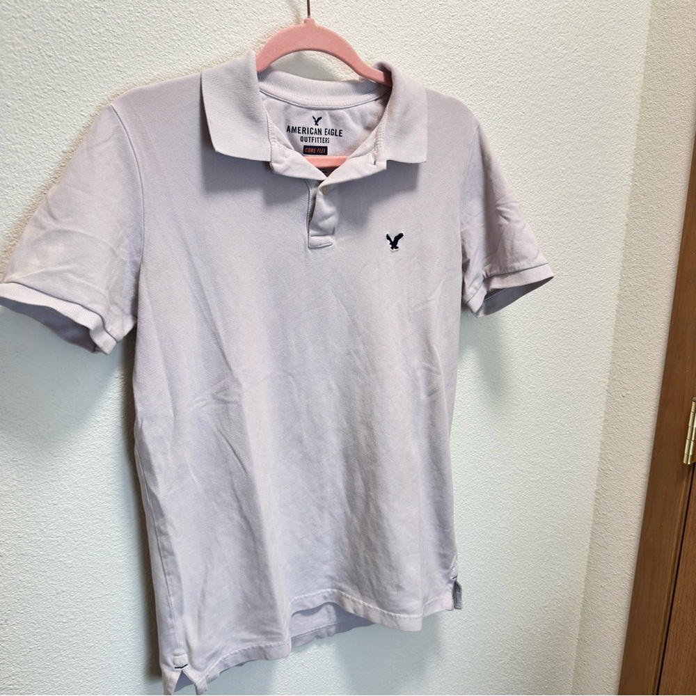 American Eagle Outfitters Men's Small Light Gray Polo, Casual 0036